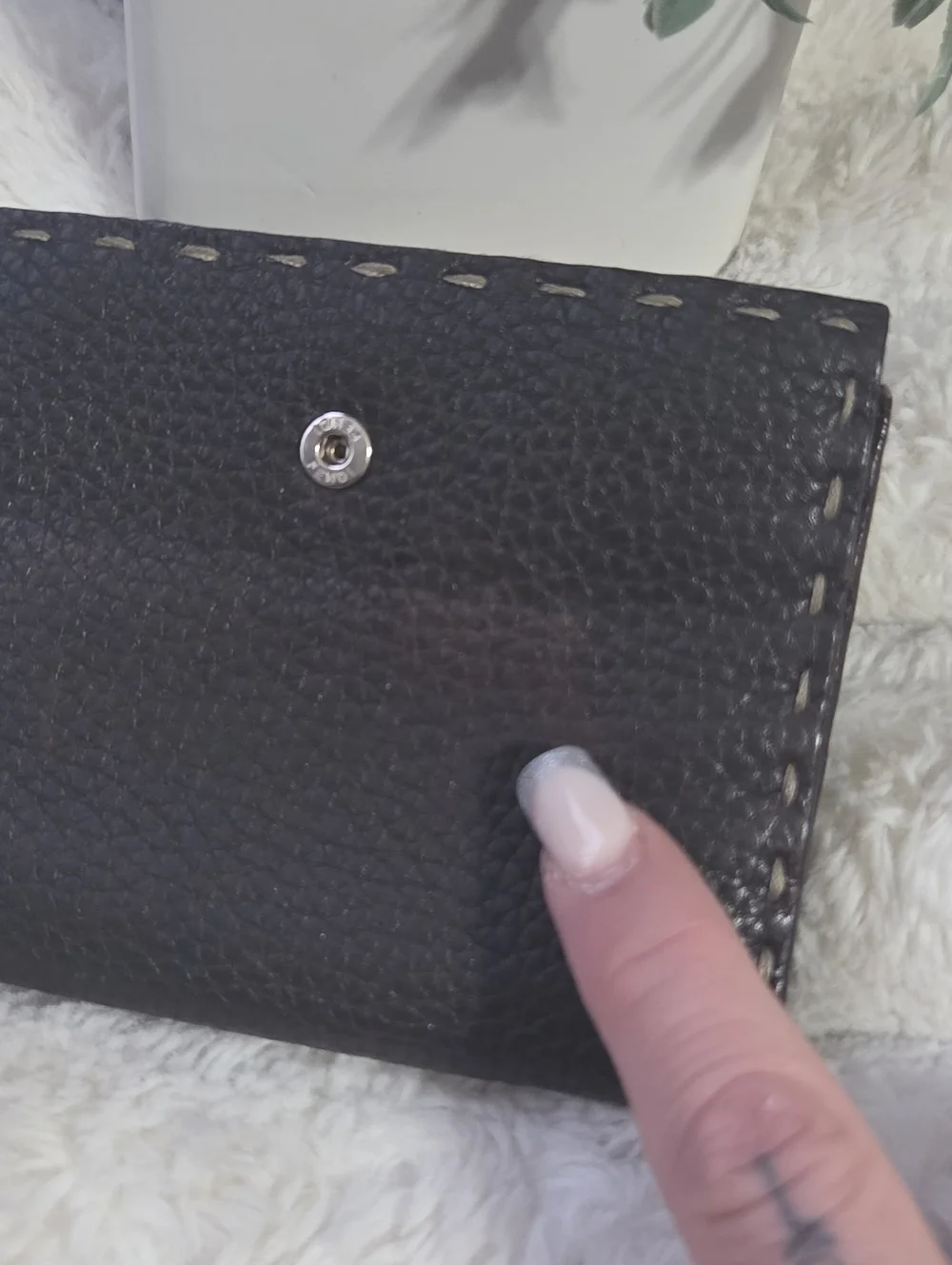 FENDI Dark Brown Selleria Grained Leather Bifold Wallet Saddle Stitch Vtg - Picture 4 of 16